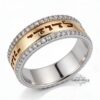 14K Gold Hebrew Ring - Two-Tone Diamond Judaica Jewelry - handmade in Israel