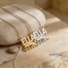 14K Gold Hebrew English Name Necklace, Personalized Bilingual Jewish Heritage Jewelry - handmade in Israel