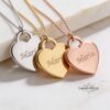 Signature Necklace, Sterling Silver Heart Pendant 23mm, Custom Handwriting Engraved, Gold Plated - handmade in Israel