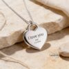 Signature Necklace, Sterling Silver Heart Pendant 23mm, Custom Handwriting Engraved, Gold Plated - handmade in Israel