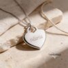 Signature Necklace, Sterling Silver Heart Pendant 23mm, Custom Handwriting Engraved, Gold Plated - handmade in Israel