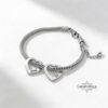 Mom Bracelet with Kids' Names: Engraved Heart Charms, Stainless Steel - handmade in Israel