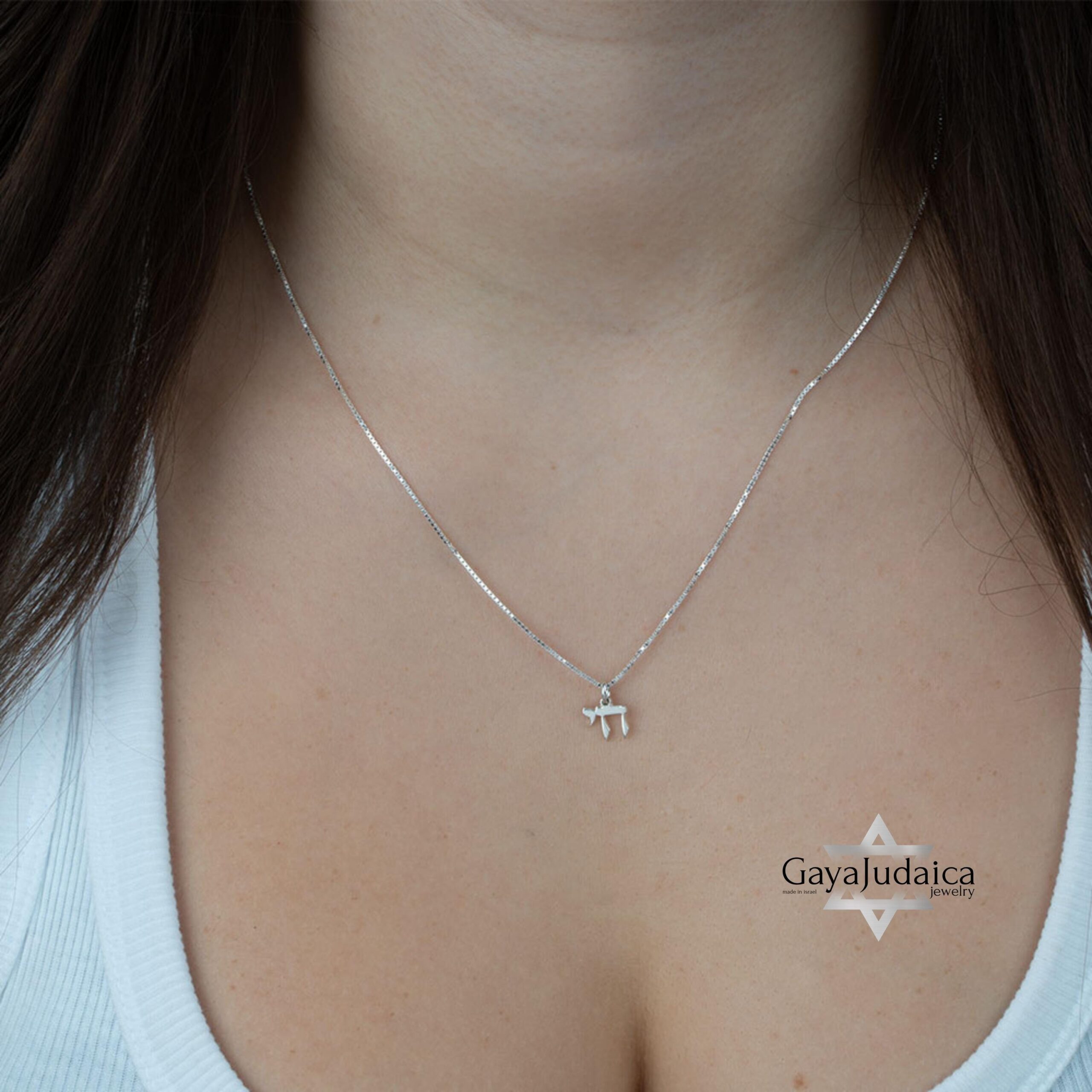14K Gold Mini Chai Necklace, Solid Gold Hebrew Chai Pendant 14K Gold Mini Chai Necklace, Solid Gold Hebrew Chai Pendant