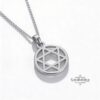 Jewish Star Necklace 14K Solid Gold, Circle Frame Pendant 18mm, Yellow or White - handmade in Israel