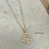 Jewish Star Necklace 14K Solid Gold, Circle Frame Pendant 18mm, Yellow or White - handmade in Israel