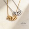 Bubble Letter Necklace, Personalized Name in Stainless Steel or 24K Gold Plated, 7mm - handmade in Israel