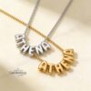 Bubble Letter Necklace, Personalized Name in Stainless Steel or 24K Gold Plated, 7mm - handmade in Israel