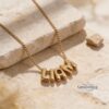 Bubble Letter Necklace, Personalized Name in Stainless Steel or 24K Gold Plated, 7mm - handmade in Israel