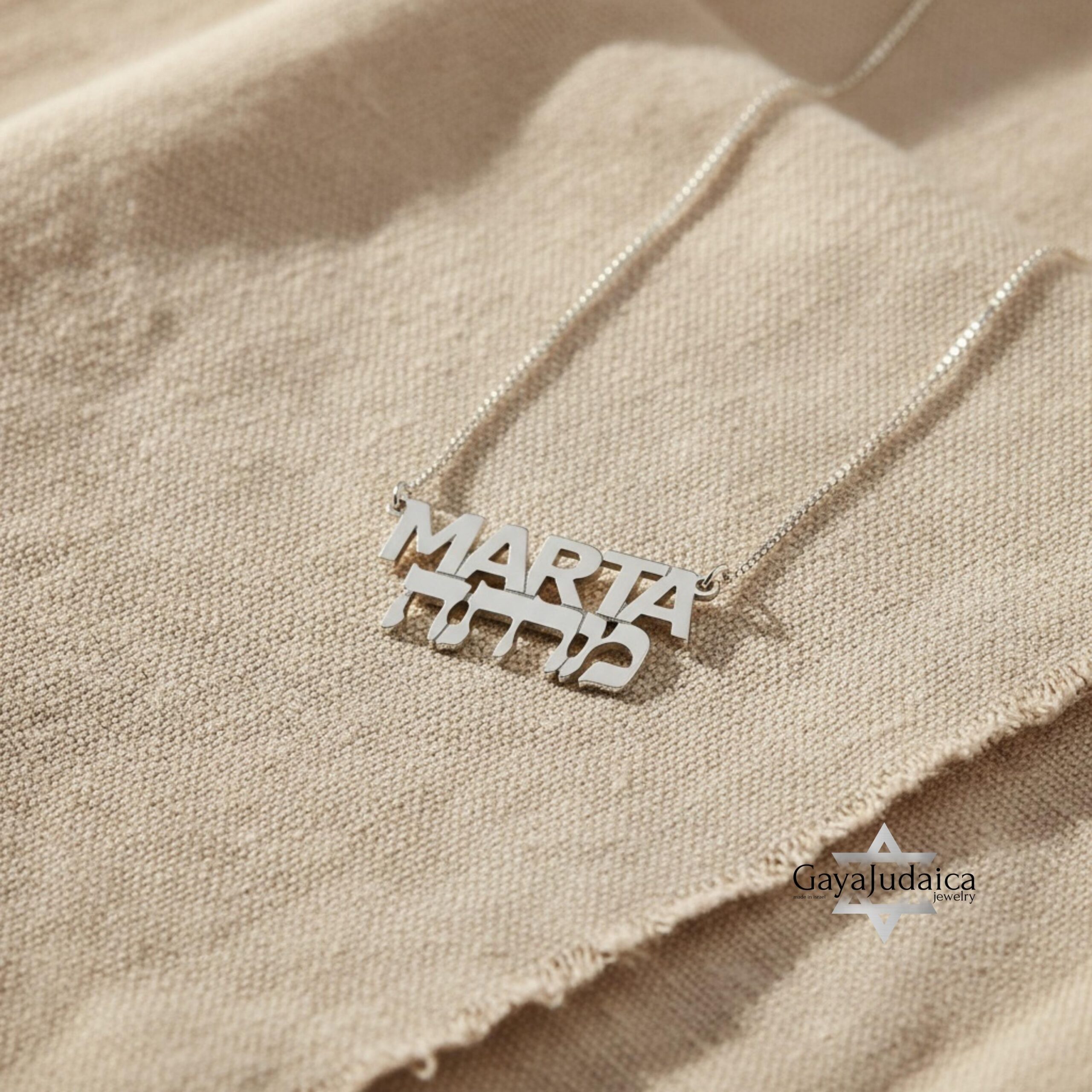 Personalized Two Names Necklace Hebrew & English, Sterling Silver Jewish Jewelry Gift-Mother's Personalized Two Names Necklace Hebrew & English, Sterling Silver Jewish Jewelry Gift-Mother's