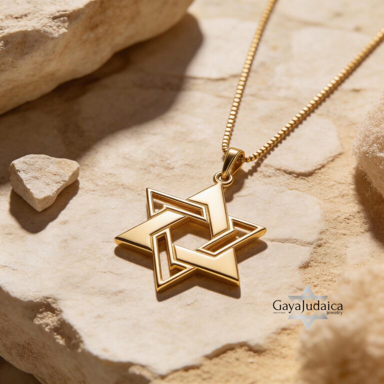 14K Gold Star of David Necklace - Large Magen David Pendant, Jewish Jewelry