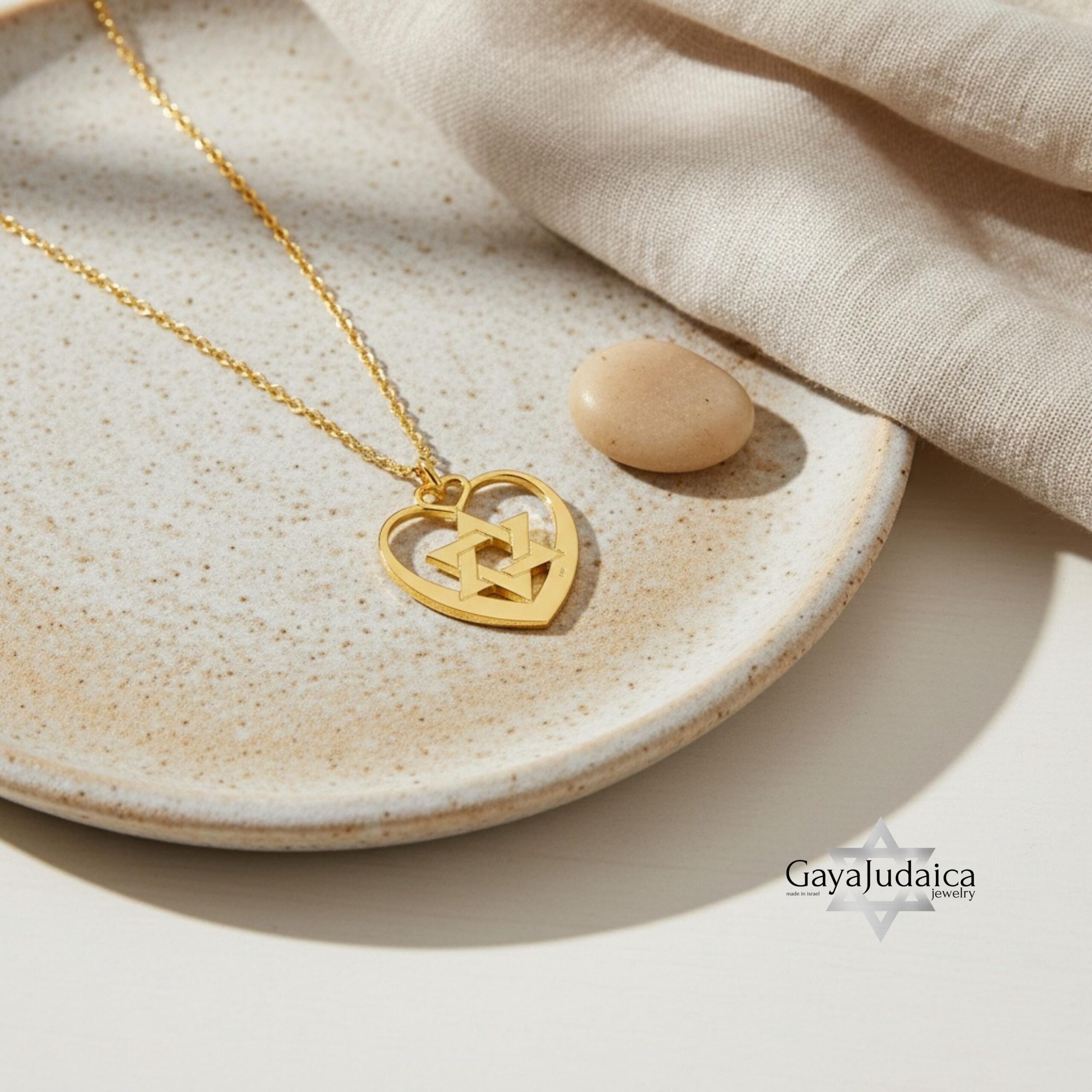Heart Necklace with Star of David, Sterling Silver 25mm Pendant, Gold or Rose Plated Heart Necklace with Star of David, Sterling Silver 25mm Pendant, Gold or Rose Plated
