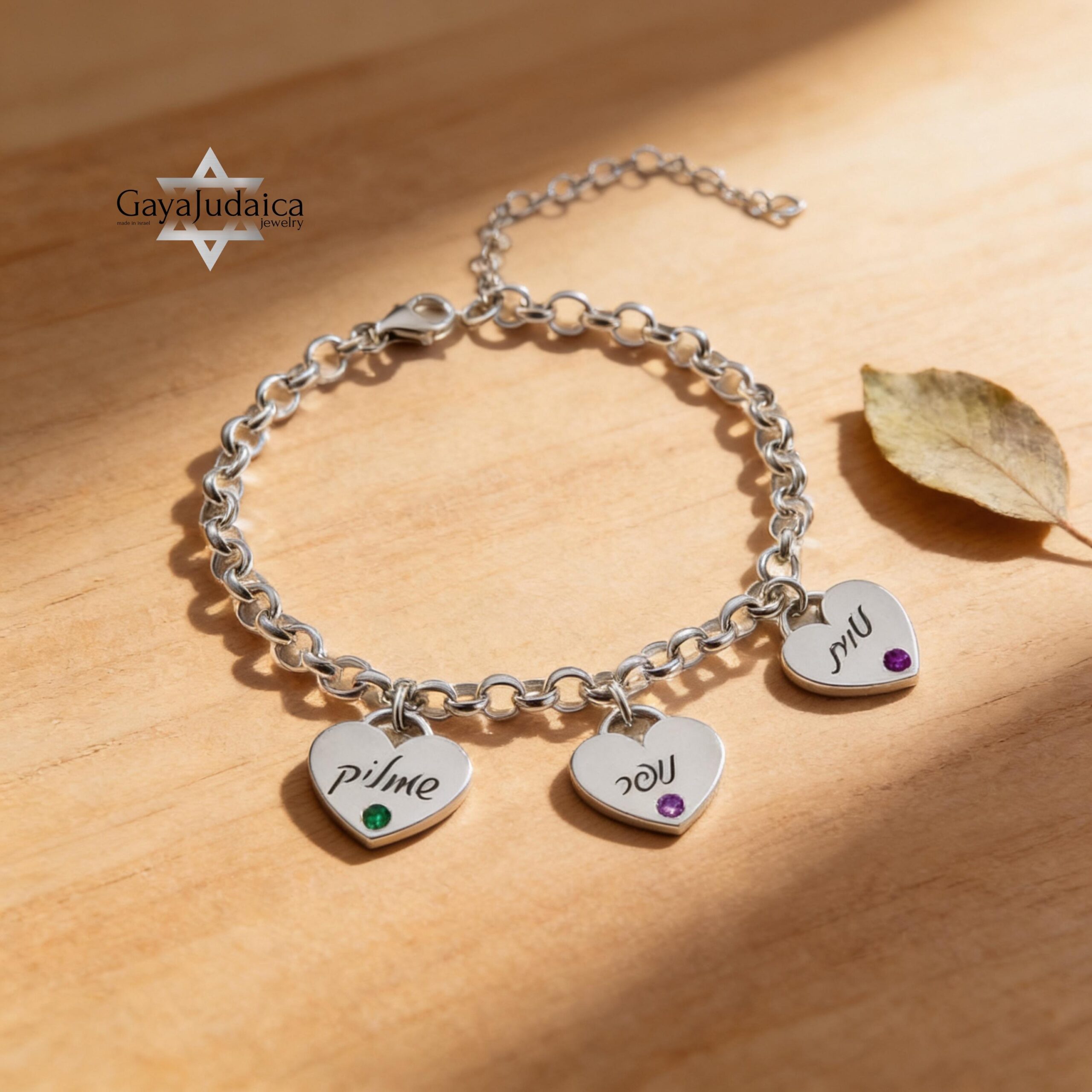 Custom Mom Bracelet, Engraved Kids' Names Heart with Birthstones Custom Mom Bracelet, Engraved Kids' Names Heart with Birthstones