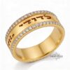 14K Gold Hebrew Ring - Two-Tone Diamond Judaica Jewelry - handmade in Israel