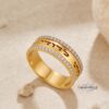 14K Gold Hebrew Ring - Two-Tone Diamond Judaica Jewelry - handmade in Israel
