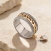 14K Gold Hebrew Ring - Two-Tone Diamond Judaica Jewelry - handmade in Israel