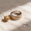 14K Gold Hebrew Ring - Two-Tone Diamond Judaica Jewelry - handmade in Israel