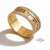 Hebrew Ring in 14K Yellow and White Gold - Two-Tone Judaica Jewish Jewelry Diamond Ring - handmade in Israel
