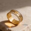 Hebrew Ring in 14K Yellow and White Gold - Two-Tone Judaica Jewish Jewelry Diamond Ring - handmade in Israel