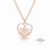 Jewish Star Heart Necklace Sterling Silver, 25mm Cutout Pendant, Gold or Rose Plated - handmade in Israel