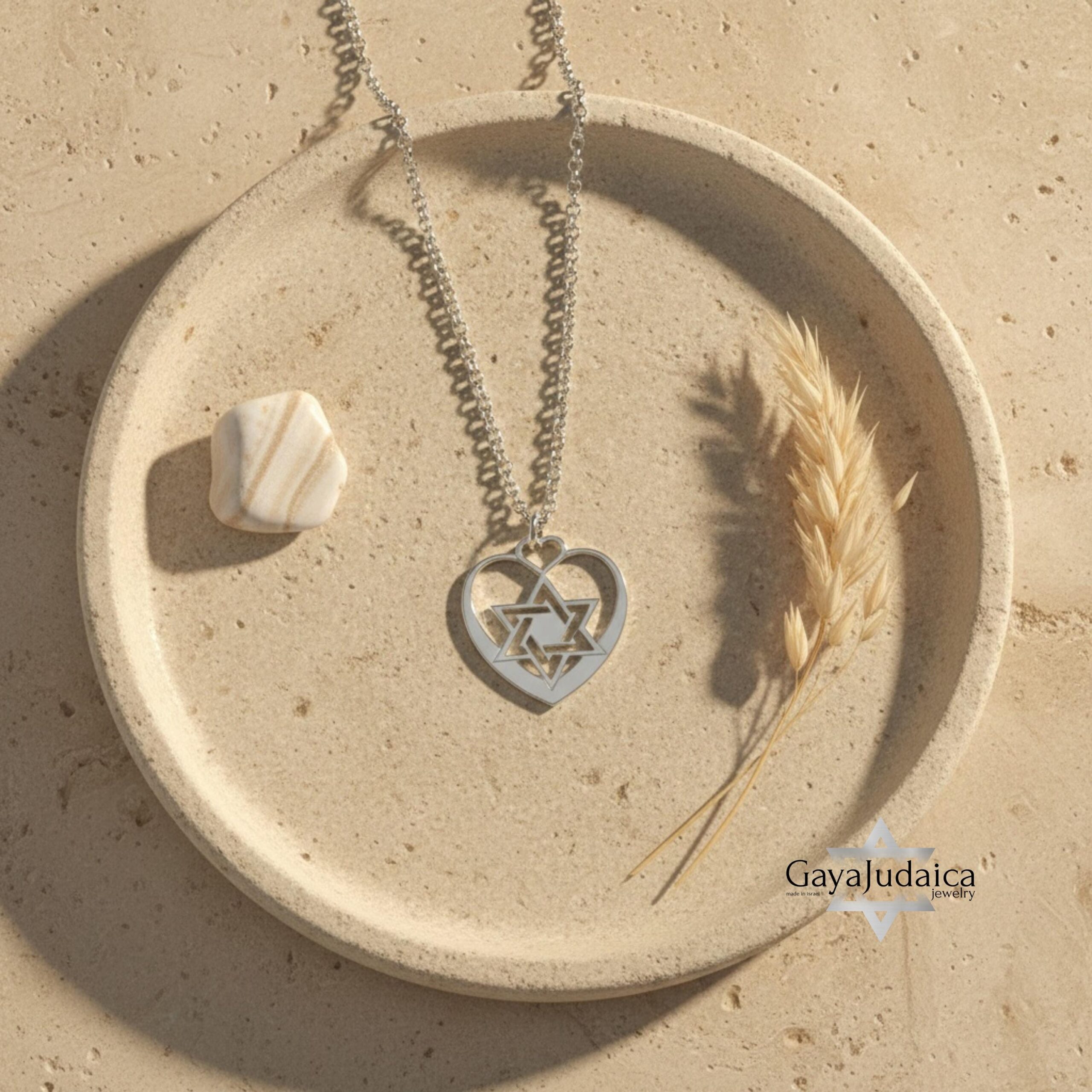 Jewish Star Heart Necklace Sterling Silver, 25mm Cutout Pendant, Gold or Rose Plated Jewish Star Heart Necklace Sterling Silver, 25mm Cutout Pendant, Gold or Rose Plated