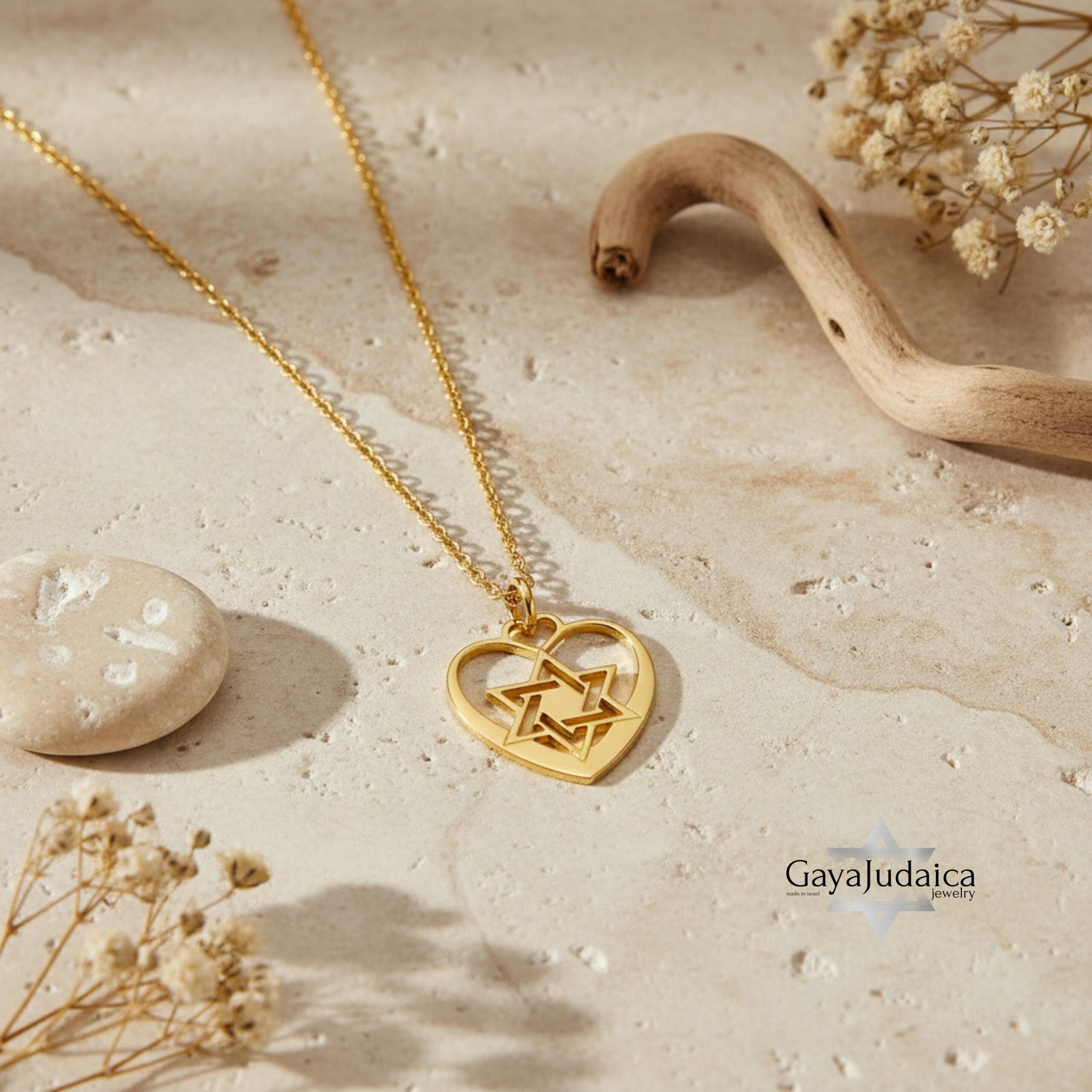 Jewish Star Heart Necklace Sterling Silver, 25mm Cutout Pendant, Gold or Rose Plated Jewish Star Heart Necklace Sterling Silver, 25mm Cutout Pendant, Gold or Rose Plated