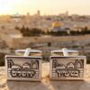 Personalised Cufflinks Jerusalem Style - Hebrew Name Jewish Wedding Gift. - handmade in Israel