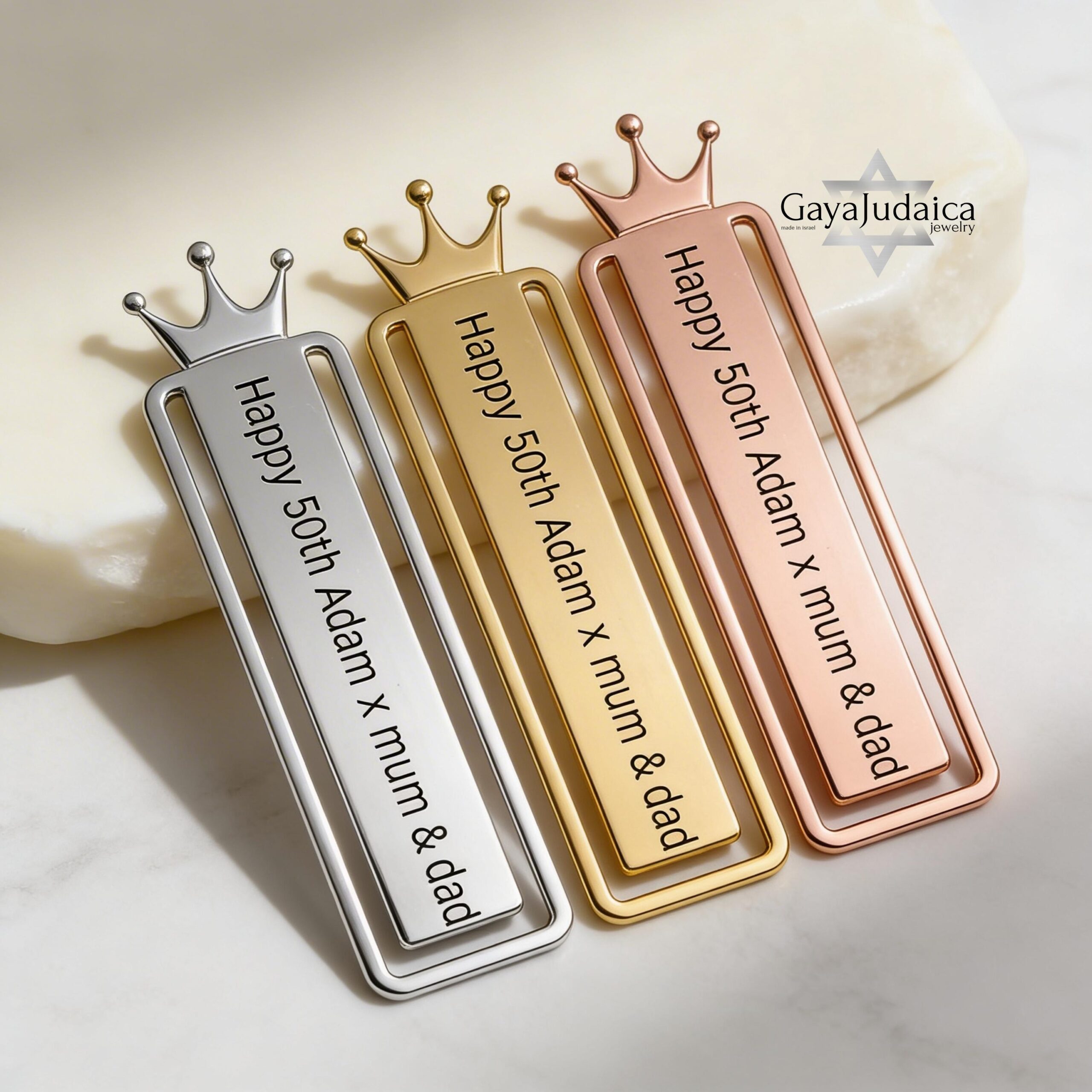 Sterling Silver Bookmark, Hebrew or English Engraving, Crown Design Handmade in Israel Sterling Silver Bookmark, Hebrew or English Engraving, Crown Design Handmade in Israel
