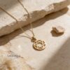Jewish Star Necklace 14K Solid Gold, Circle Frame Pendant 18mm, Yellow or White - handmade in Israel