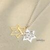 Gold Vermeil Star of David Necklace, Hebrew Verse Pendant in Sterling Silver - handmade in Israel