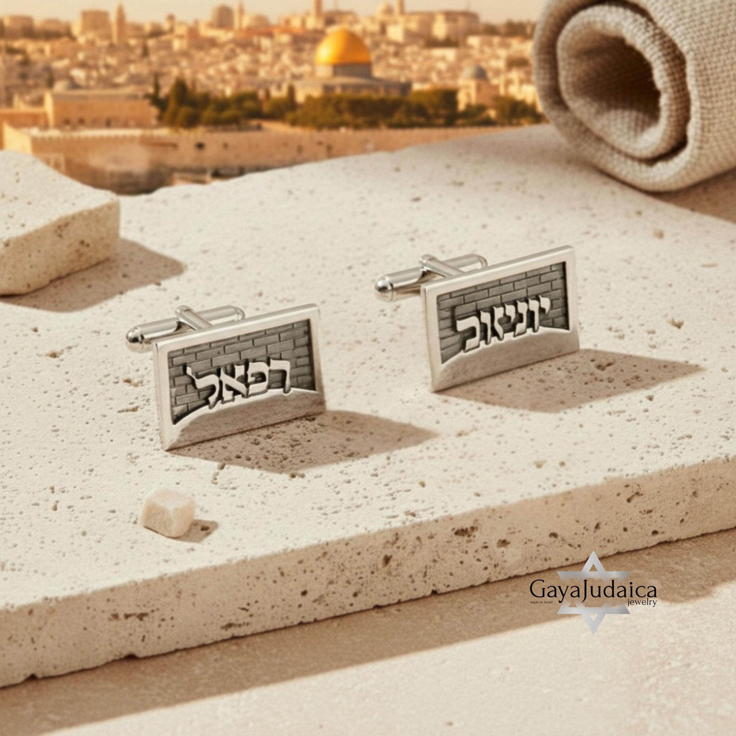 Personalized Hebrew Name Cufflinks, Sterling Silver Judaica Cufflinks for Men, Custom Jewish W Personalized Hebrew Name Cufflinks, Sterling Silver Judaica Cufflinks for Men, Custom Jewish W