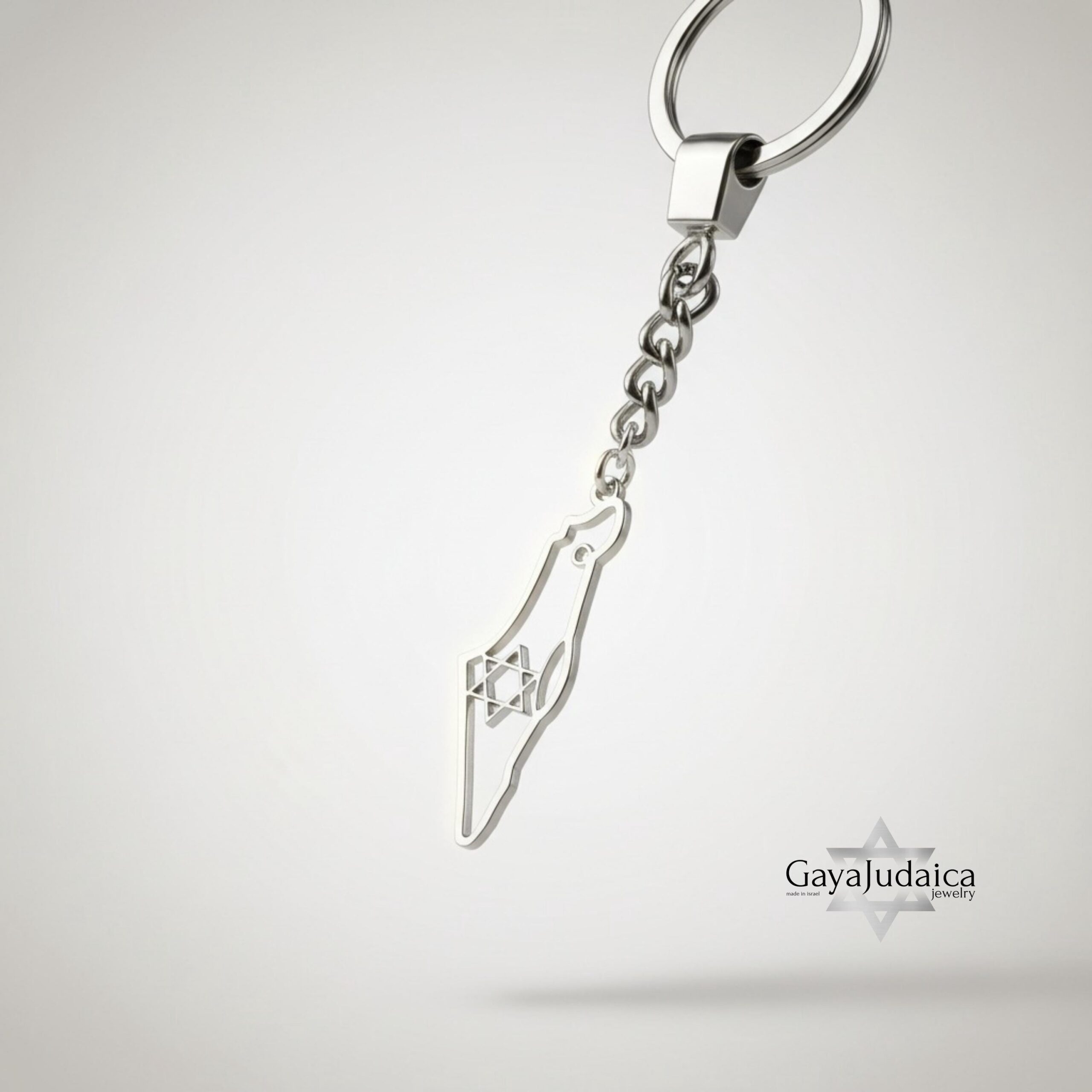 Sterling Silver Israel Map Keychain, Judaica Heritage Jewelry Sterling Silver Israel Map Keychain, Judaica Heritage Jewelry