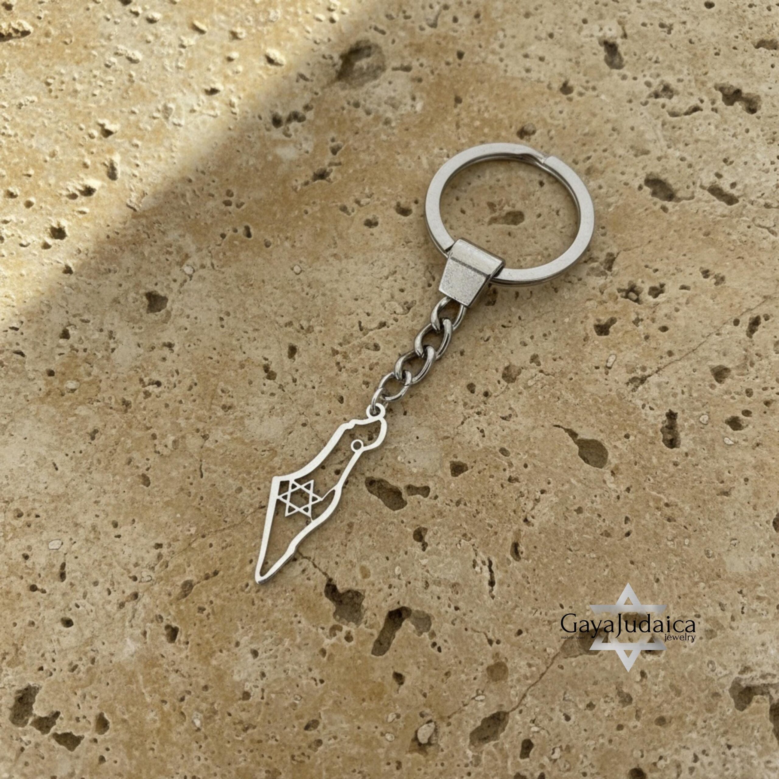 Sterling Silver Israel Map Keychain, Judaica Heritage Jewelry Sterling Silver Israel Map Keychain, Judaica Heritage Jewelry