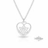 Jewish Star Heart Necklace Sterling Silver, 25mm Cutout Pendant, Gold or Rose Plated - handmade in Israel