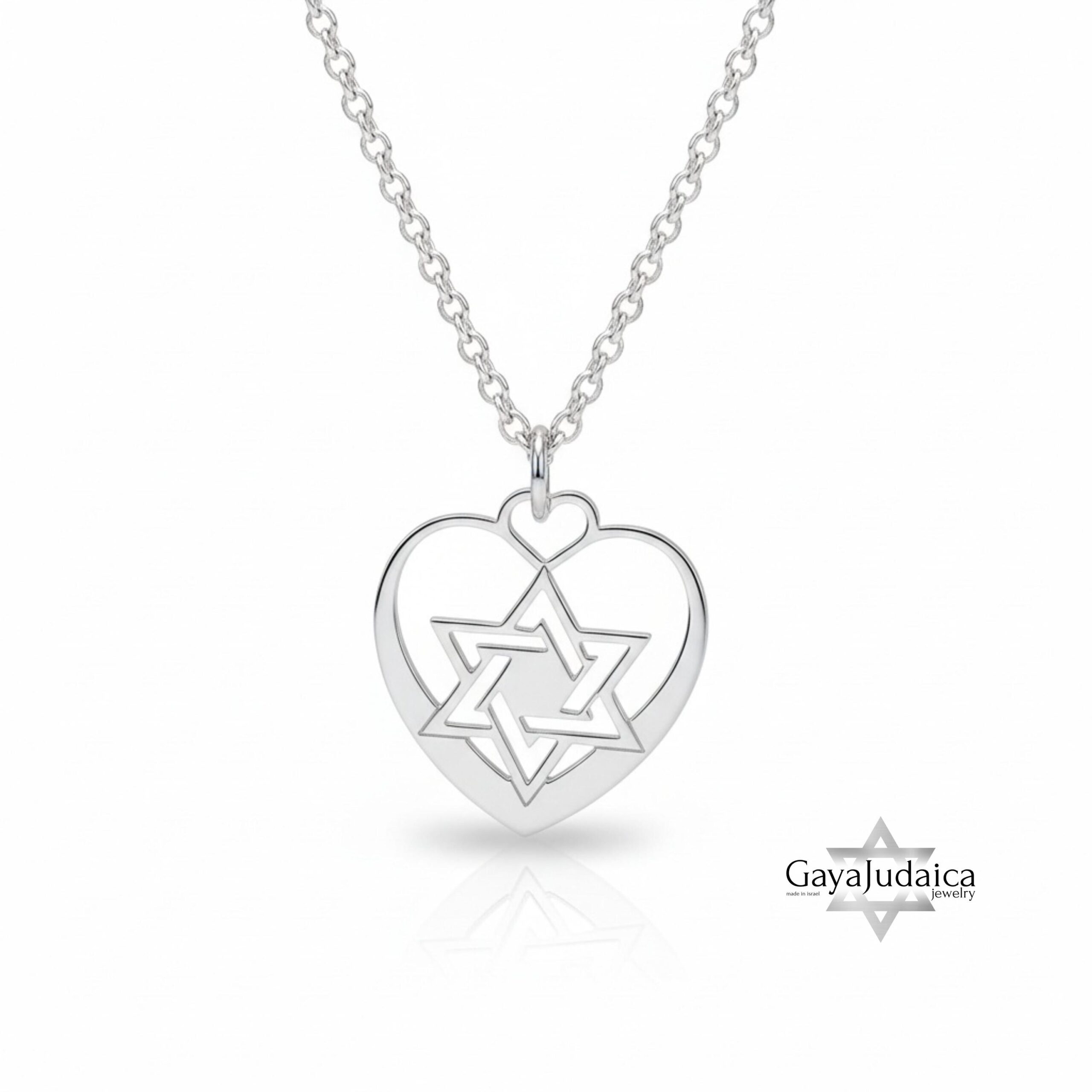 Jewish Star Heart Necklace Sterling Silver, 25mm Cutout Pendant, Gold or Rose Plated Jewish Star Heart Necklace Sterling Silver, 25mm Cutout Pendant, Gold or Rose Plated