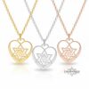 Jewish Star Heart Necklace Sterling Silver, 25mm Cutout Pendant, Gold or Rose Plated - handmade in Israel