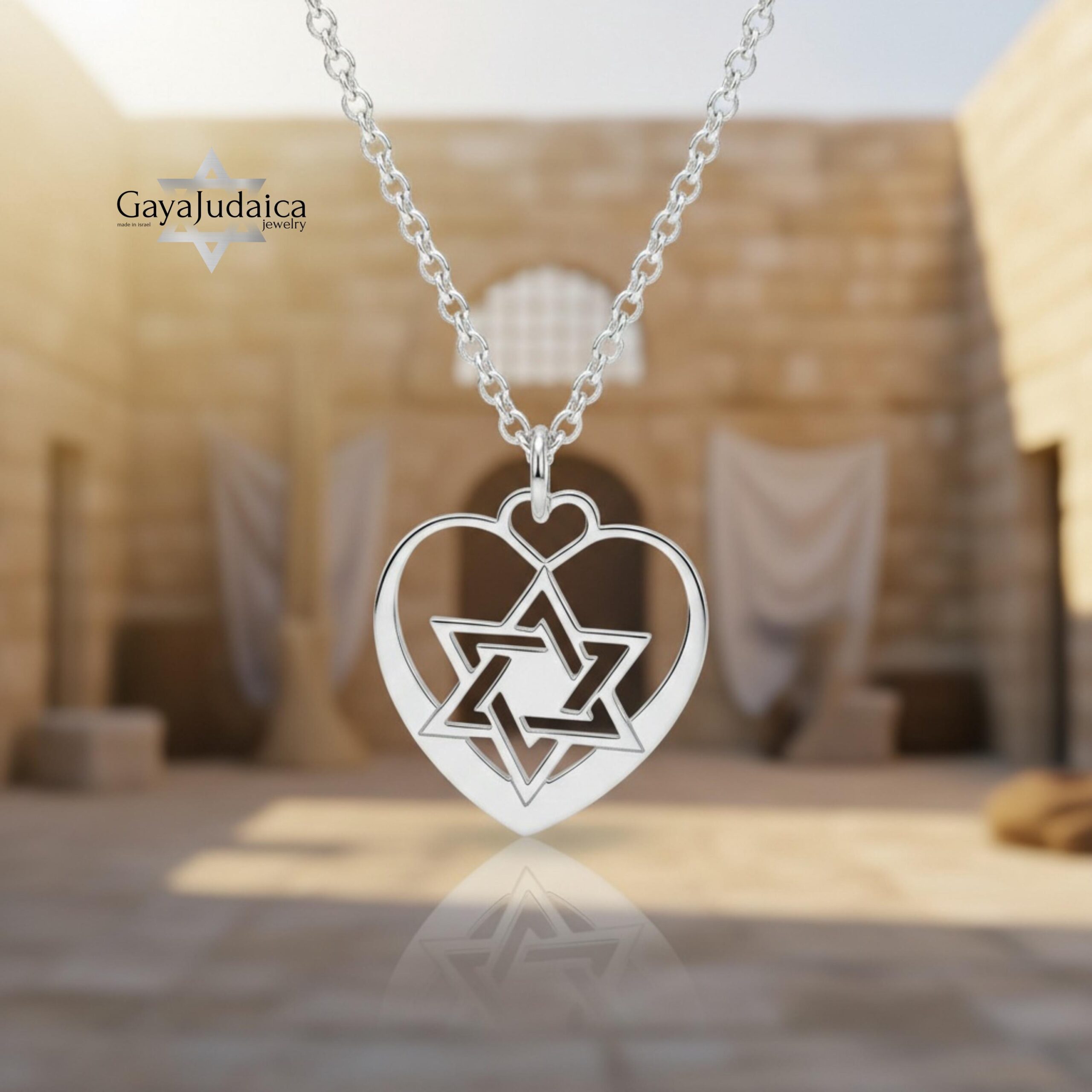 Jewish Star Heart Necklace Sterling Silver, 25mm Cutout Pendant, Gold or Rose Plated Jewish Star Heart Necklace Sterling Silver, 25mm Cutout Pendant, Gold or Rose Plated