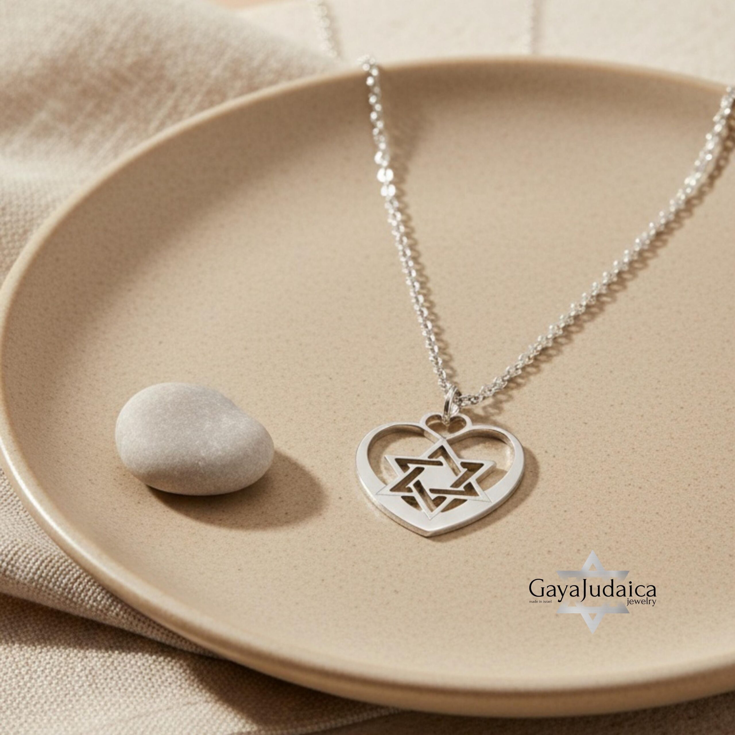 Jewish Star Heart Necklace Sterling Silver, 25mm Cutout Pendant, Gold or Rose Plated Jewish Star Heart Necklace Sterling Silver, 25mm Cutout Pendant, Gold or Rose Plated