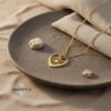 Jewish Star Heart Necklace Sterling Silver, 25mm Cutout Pendant, Gold or Rose Plated - handmade in Israel