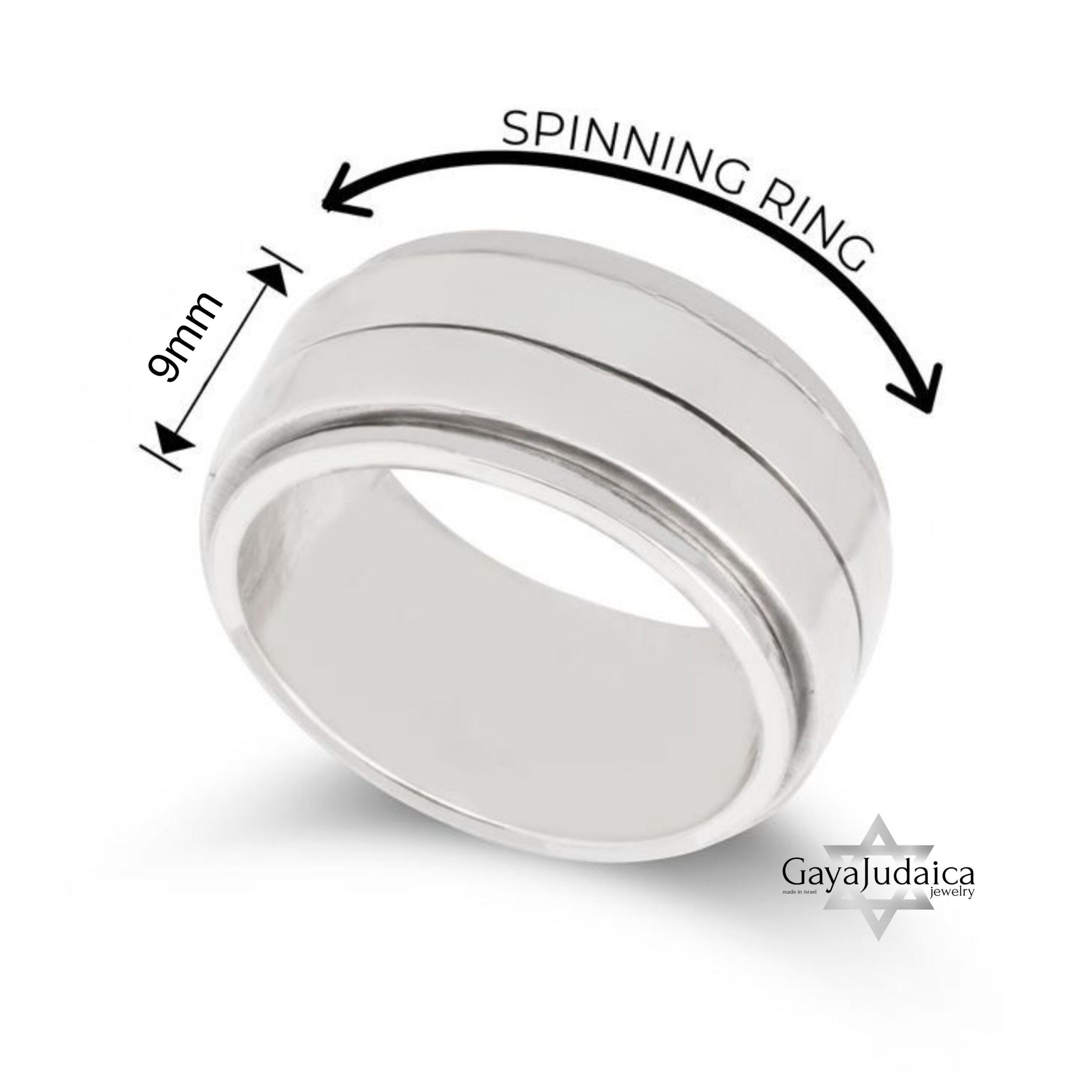 Sterling Silver Spinner Ring - Hebrew Name, Bible Verse, Jewish Band Sterling Silver Spinner Ring - Hebrew Name, Bible Verse, Jewish Band