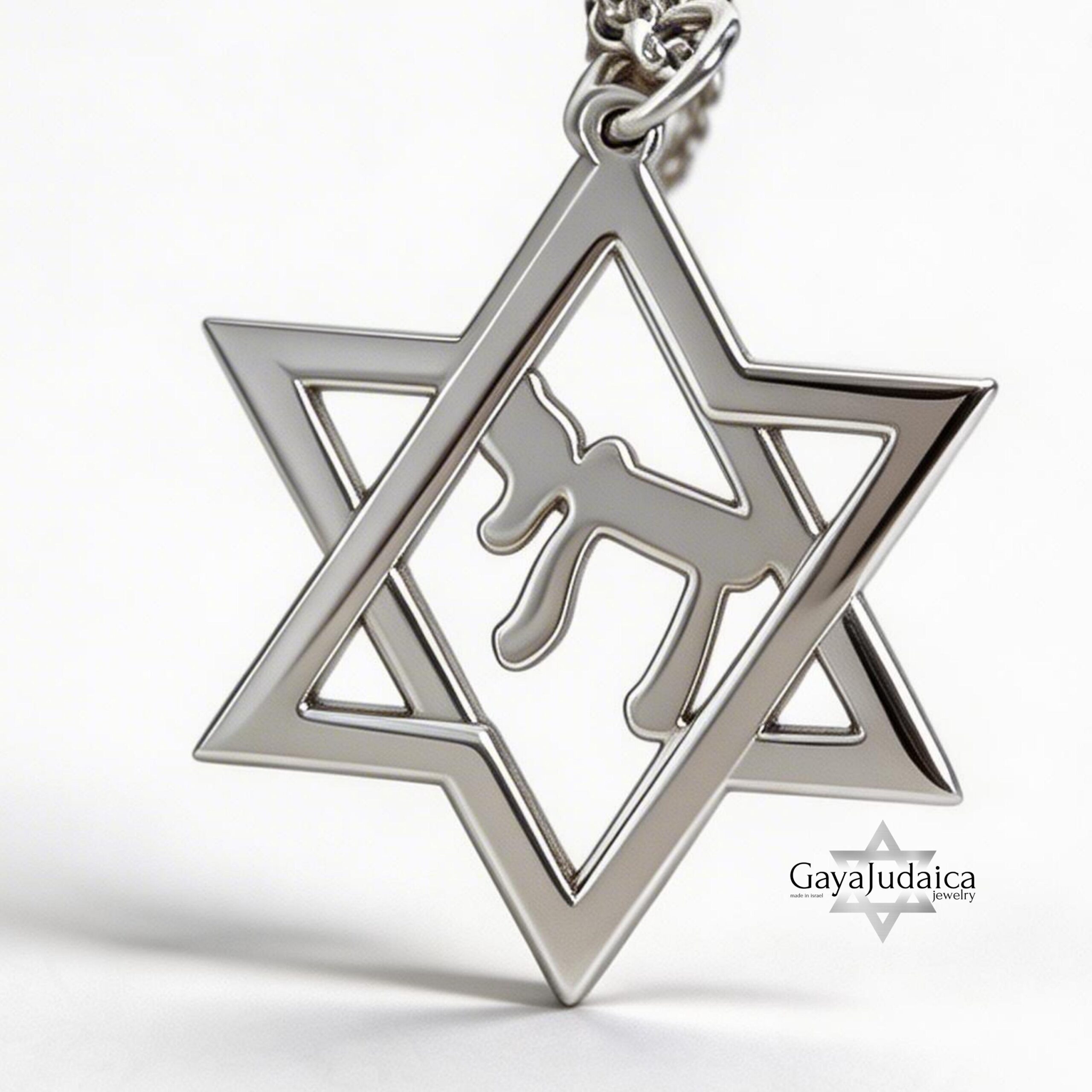 Sterling Silver Star of David Chai Pendant, Handmade Judaica Necklace, Gift from Israel Sterling Silver Star of David Chai Pendant, Handmade Judaica Necklace, Gift from Israel