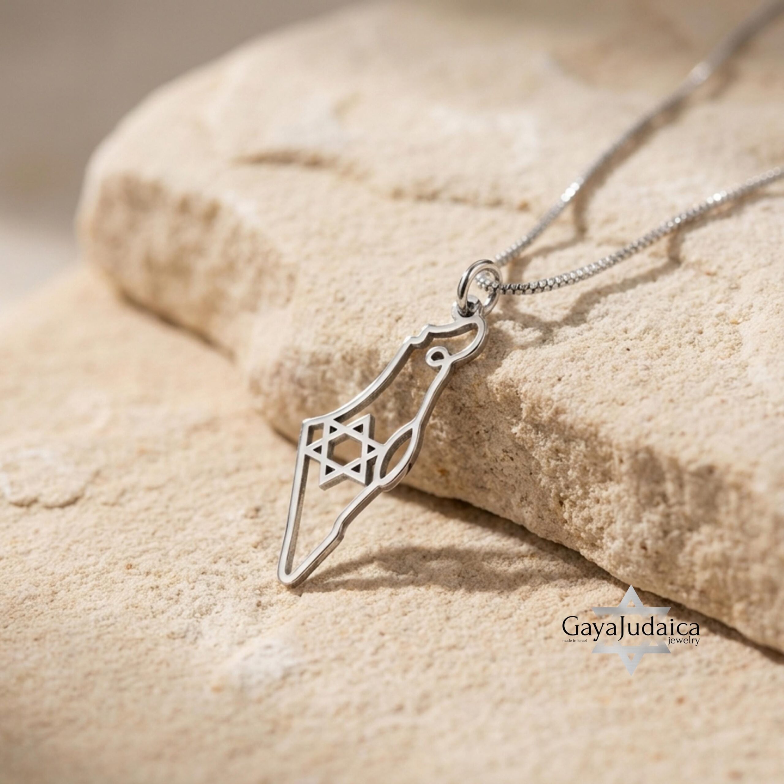 Israel Map Necklace, Star of David, Sterling Silver Jewish Jewelry Israel Map Necklace, Star of David, Sterling Silver Jewish Jewelry