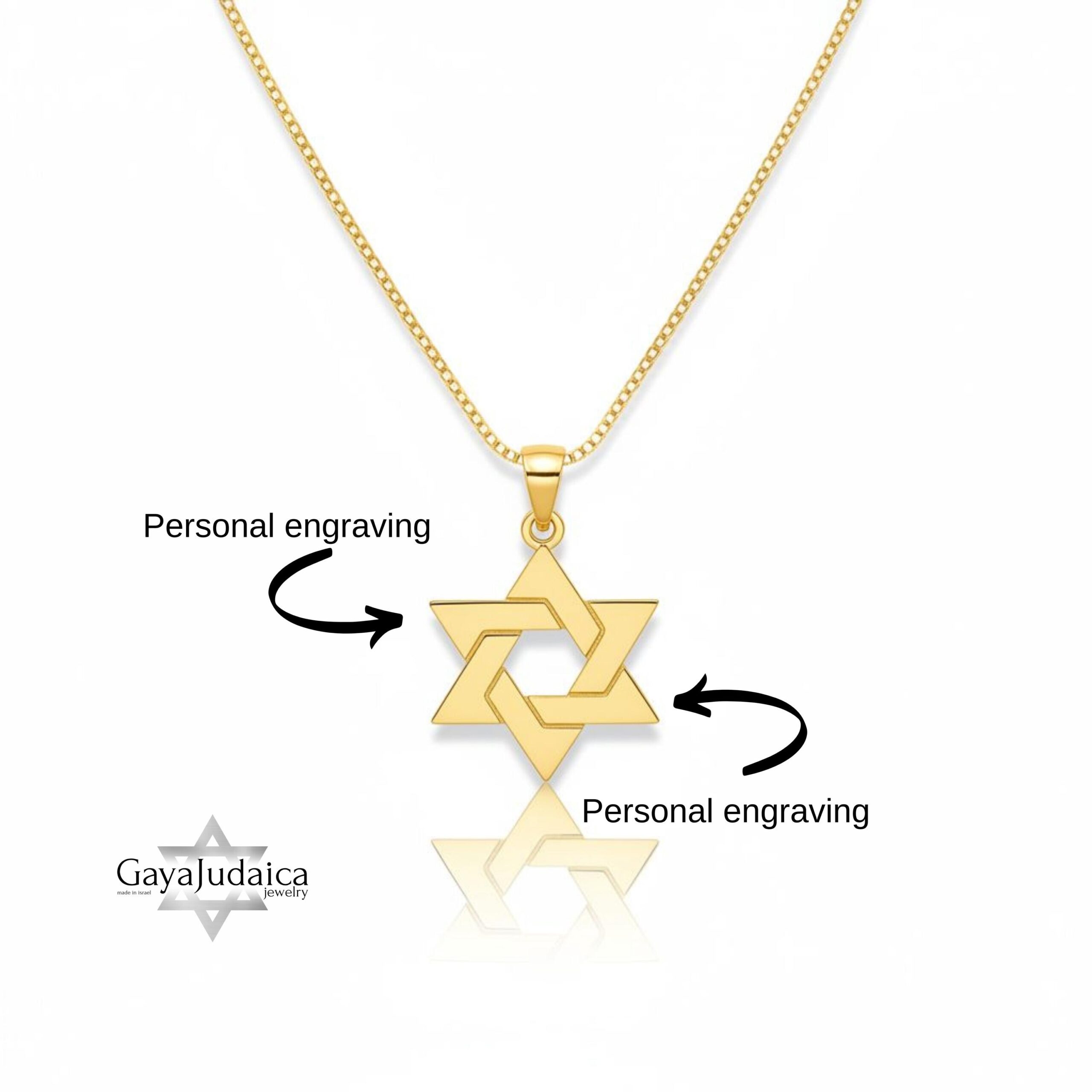 14K Gold Star of David Necklace, Jewish Magen David Pendant 14K Gold Star of David Necklace, Jewish Magen David Pendant