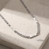 Multiple Name Necklace for Men, Engraved Stainless Steel Bars, Figaro Chain - handmade in Israel