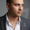 Multiple Name Necklace for Men, Engraved Stainless Steel Bars, Figaro Chain - handmade in Israel