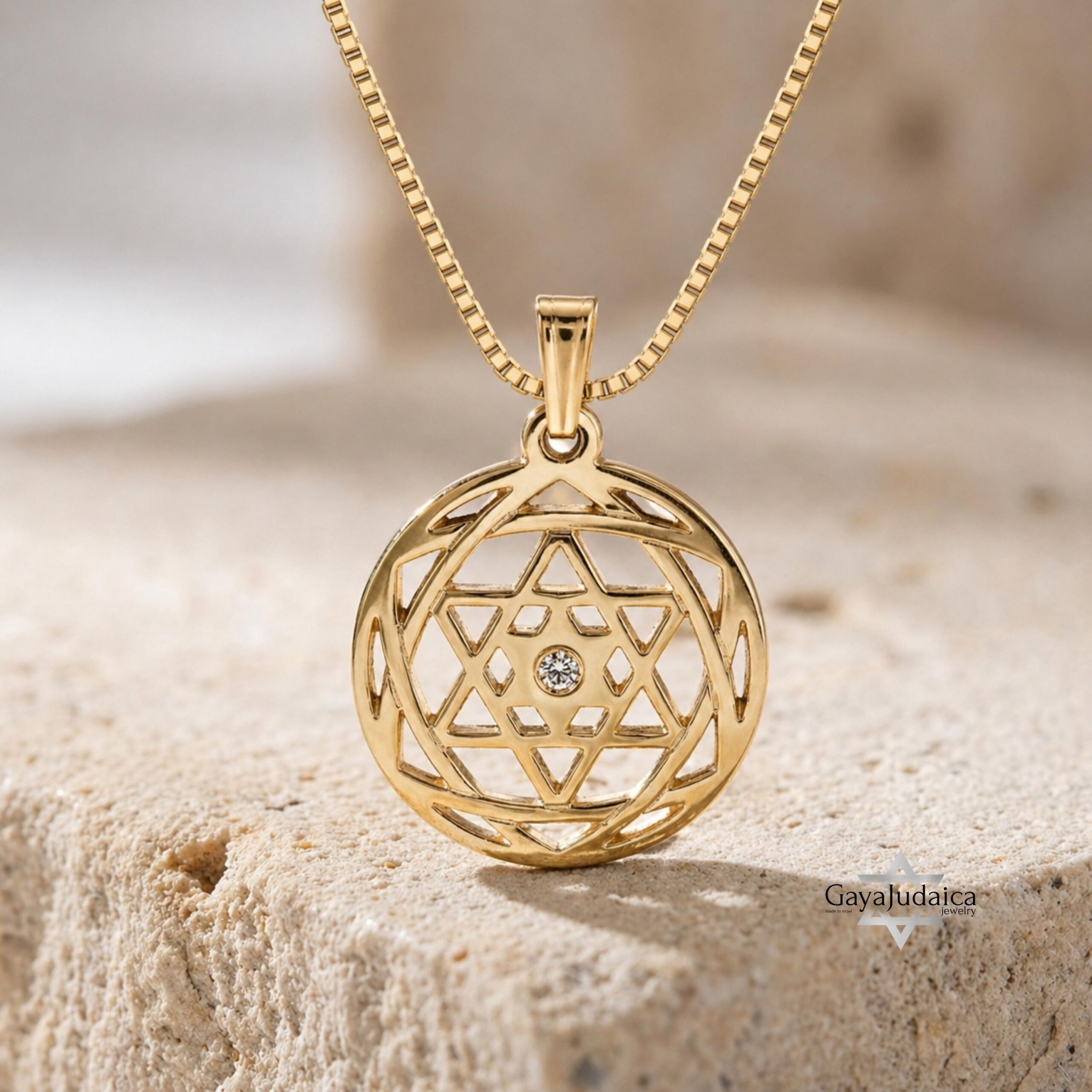 14K Gold Star of David Birthstone Necklace, Personalized Judaica Pendant 14K Gold Star of David Birthstone Necklace, Personalized Judaica Pendant