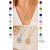 Solid 14K gold Star of David birthstone pendant, handmade in Israel