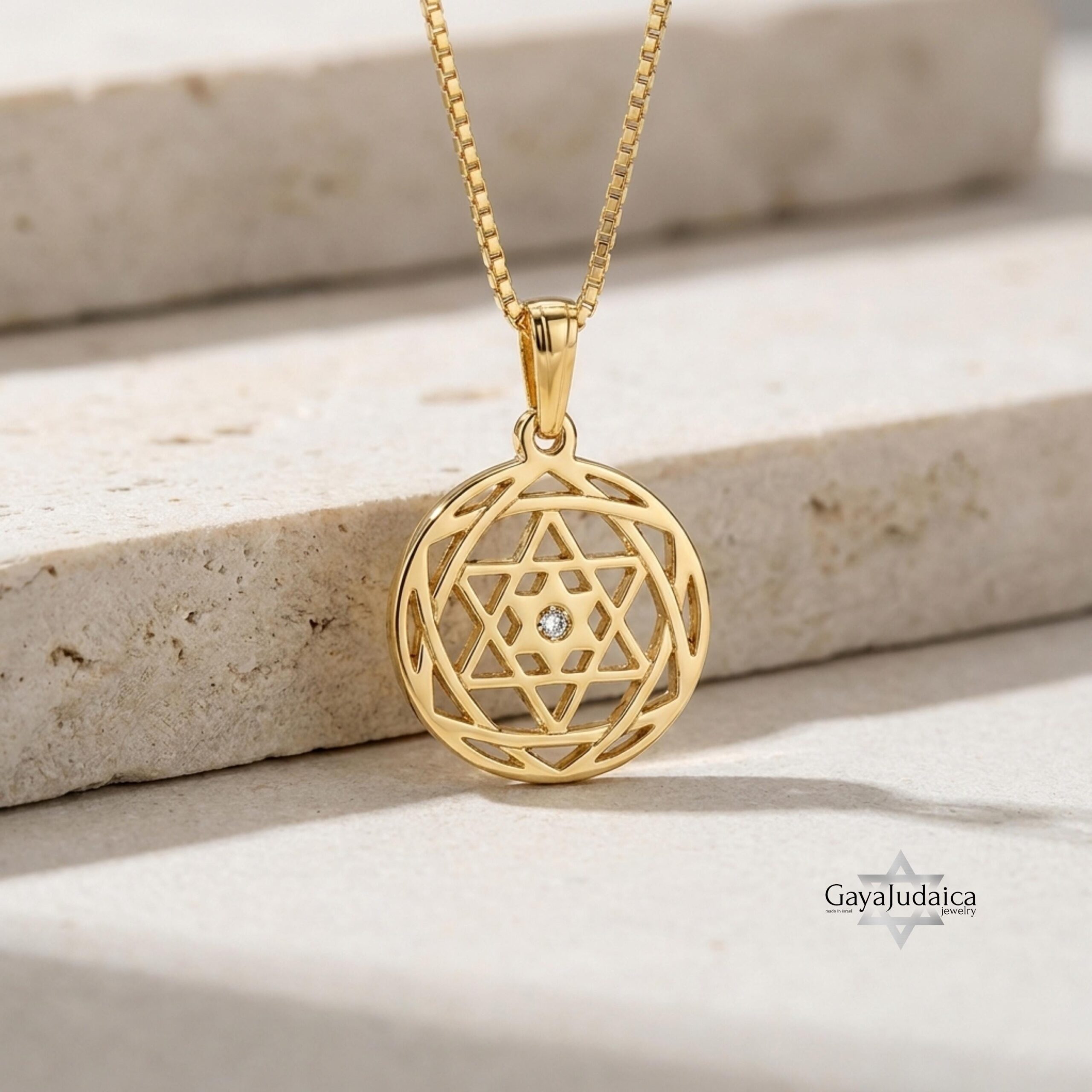 14K Gold Star of David Birthstone Necklace, Personalized Judaica Pendant 14K Gold Star of David Birthstone Necklace, Personalized Judaica Pendant