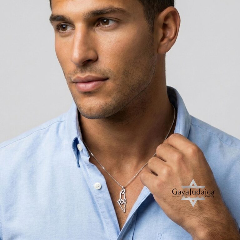 Israel Map Necklace: Star of David Sterling Silver -Jewish Jewelry - handmade in Israel