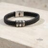 Personalized Dad Bracelet, Custom Engraved Kids Names, Hebrew English Leather (Handmade in Israel) - handmade in Israel