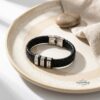 Personalized Dad Bracelet, Custom Engraved Kids Names, Hebrew English Leather (Handmade in Israel) - handmade in Israel